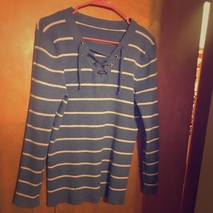Blue striped sweater shirt